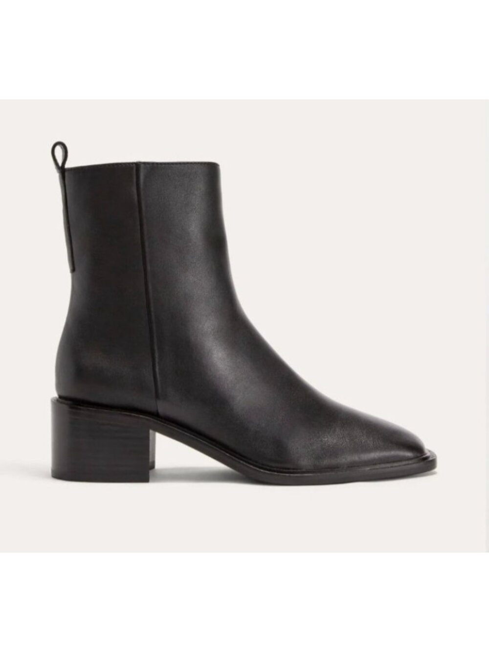 Everlane Day Heel Boot Womens Size 8 Black Leather Ankle Boots Square Toe Zip - Picture 5 of 14